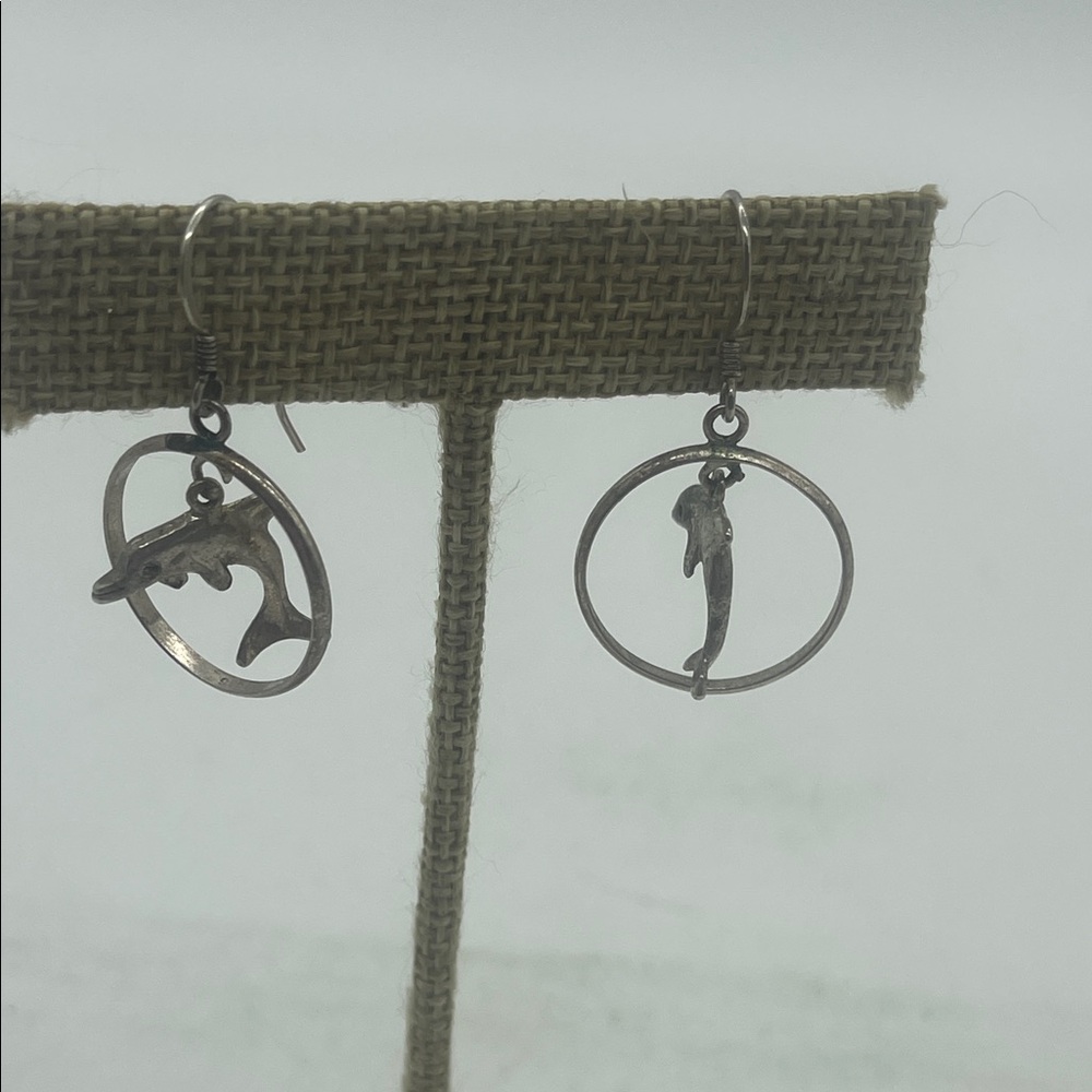 Sterling Silver Dolphin Hoop Earrings